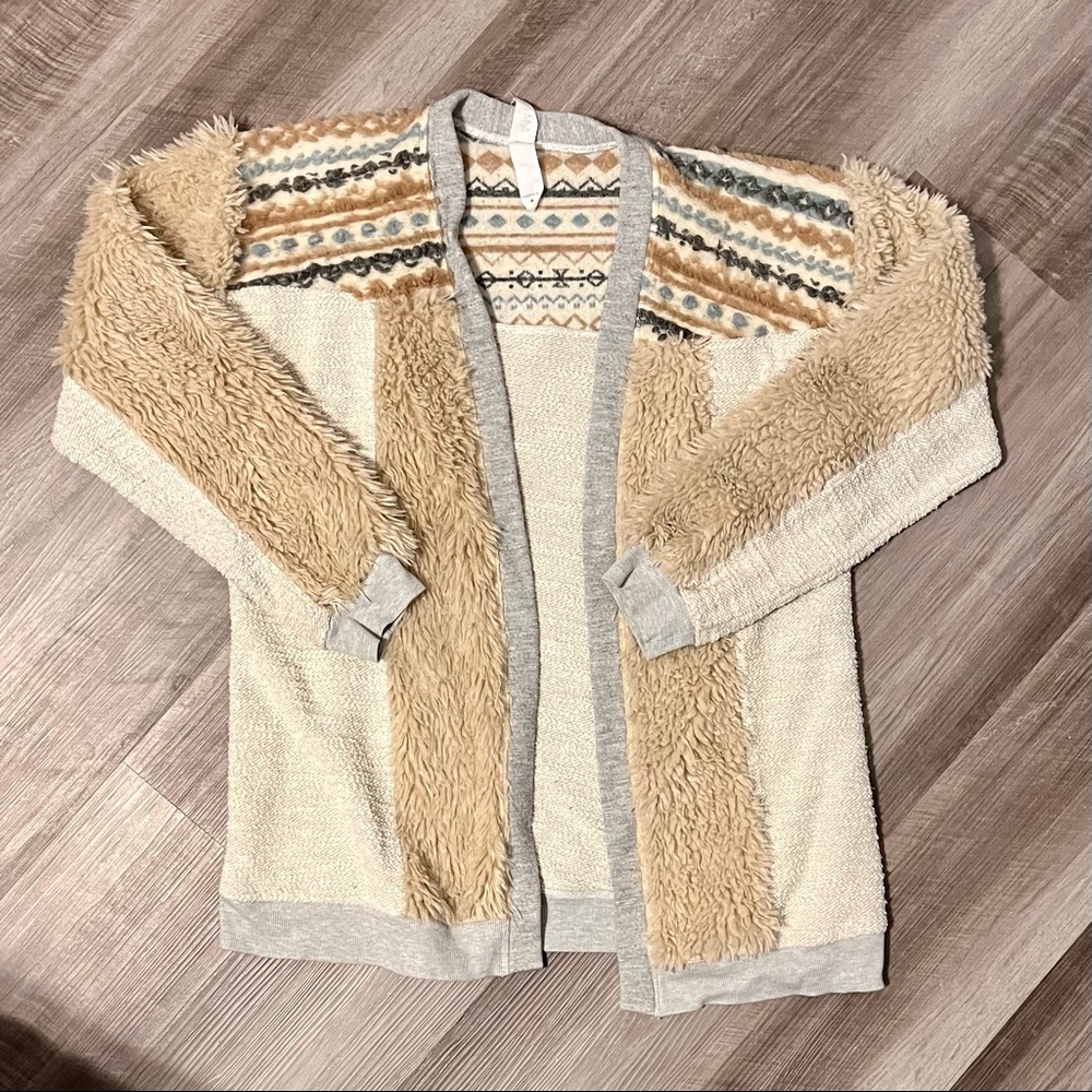 Anthropologie Fair Isle Sherpa Cardigan